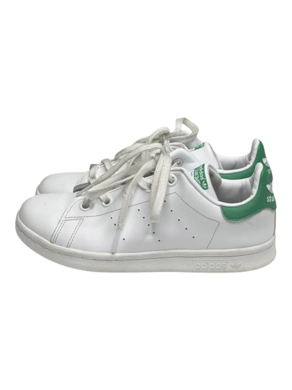Adidas ★ Stan Smith Vegan Tennis Shoes Sneakers ★ Cloud White Green ★ Girl’s 2M - Picture 6 of 16